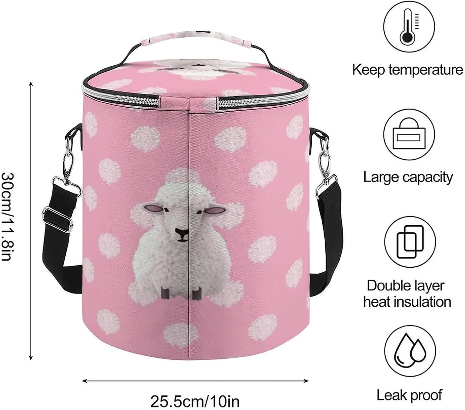 24 Cans Collapsible Soft Cooler Bag,White Sheep on Background Large Leakproof Camping Cooler,Portable Travel Cooler for Picnic, Camping, Beach, Trip