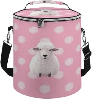 24 Cans Collapsible Soft Cooler Bag,White Sheep on Background Large Leakproof Camping Cooler,Portable Travel Cooler for Picnic, Camping, Beach, Trip