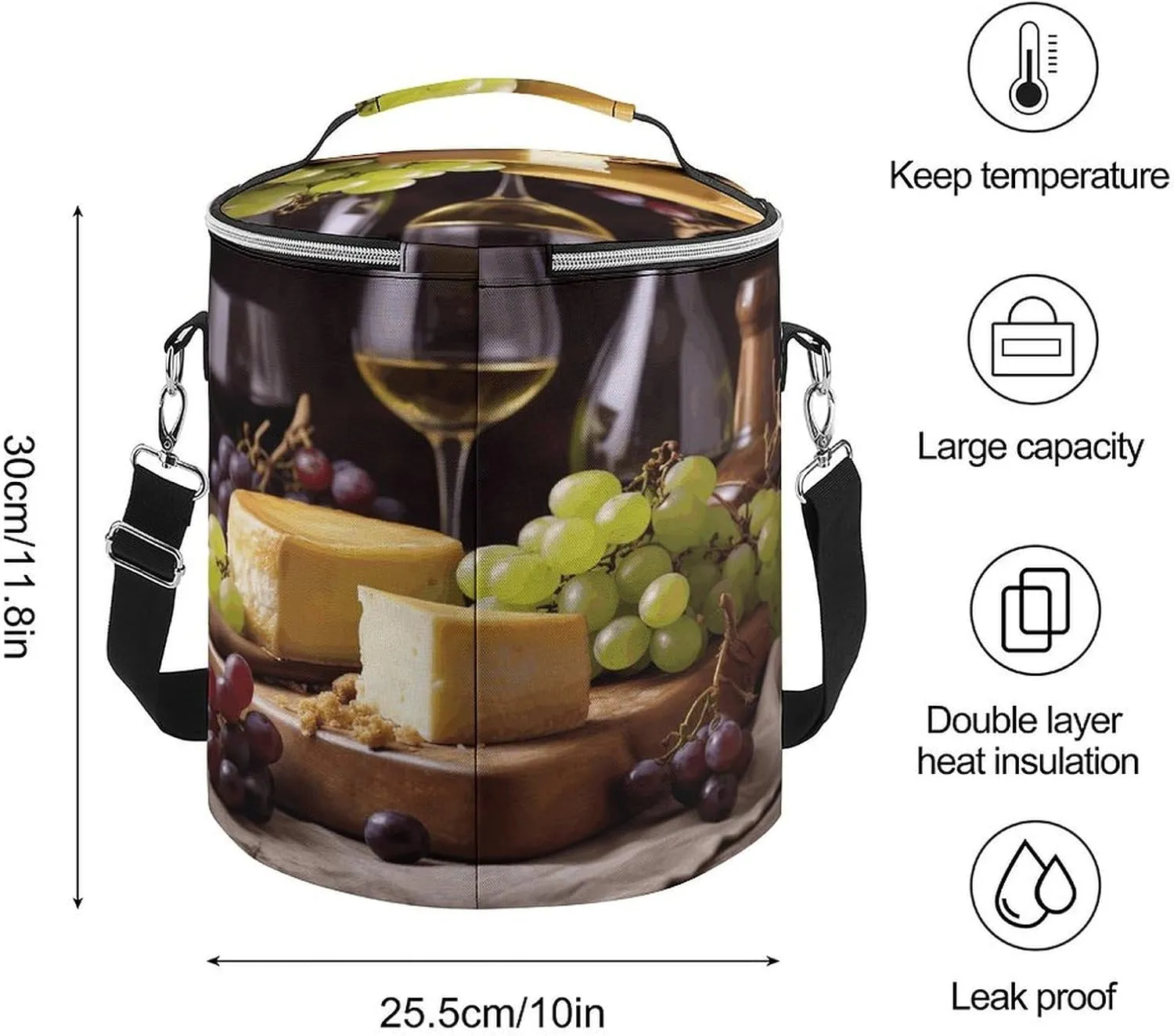 24 Cans Collapsible Soft Cooler Bag,White Wine Cheese Cake Grapes Large Leakproof Camping Cooler,Portable Travel Cooler for Picnic, Camping, Beach, Trip