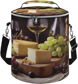 24 Cans Collapsible Soft Cooler Bag,White Wine Cheese Cake Grapes Large Leakproof Camping Cooler,Portable Travel Cooler for Picnic, Camping, Beach, Trip