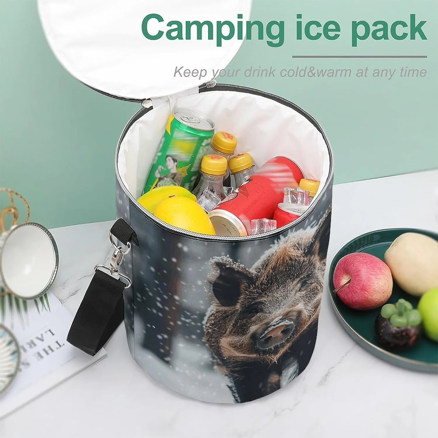 24 Cans Collapsible Soft Cooler Bag,Wild Boar Large Leakproof Camping Cooler,Portable Travel Cooler for Picnic, Camping, Beach, Trip