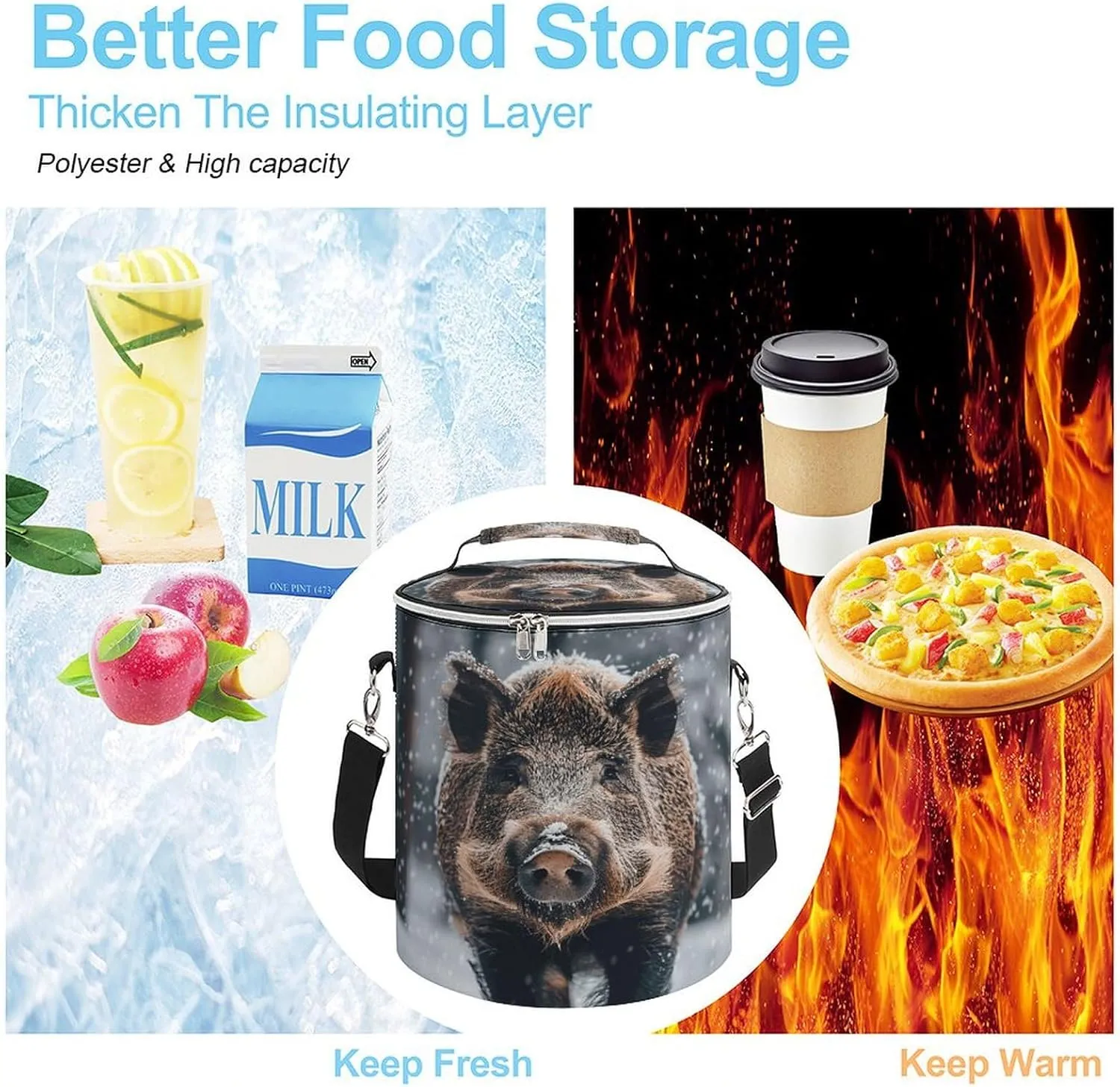 24 Cans Collapsible Soft Cooler Bag,Wild Boar Large Leakproof Camping Cooler,Portable Travel Cooler for Picnic, Camping, Beach, Trip