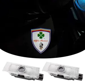 2PCS Door Lights Logo Projector Ultra-Bright Welcome Step Light Puddle Lights Compatible with Alfa Romeo Stelvio Mito Giulietta Giulia Tonale (for alfa Shield 1)