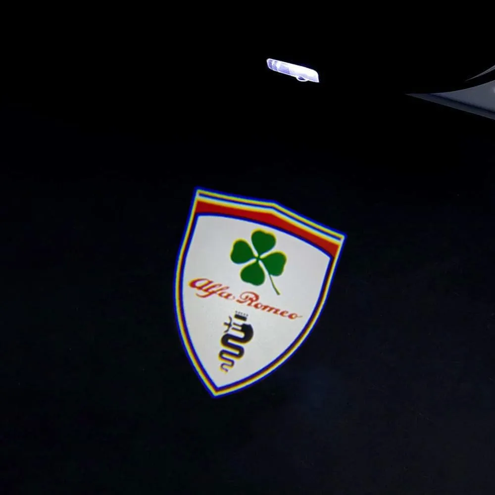 2PCS Door Lights Logo Projector Ultra-Bright Welcome Step Light Puddle Lights Compatible with Alfa Romeo Stelvio Mito Giulietta Giulia Tonale (for alfa Shield 1)