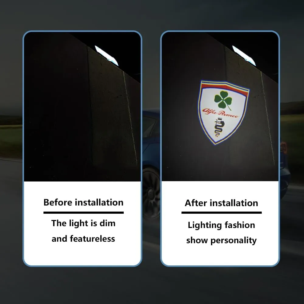2PCS Door Lights Logo Projector Ultra-Bright Welcome Step Light Puddle Lights Compatible with Alfa Romeo Stelvio Mito Giulietta Giulia Tonale (for alfa Shield 1)