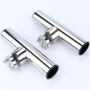 2PCS Rail Mount Fishing Rod Holder for Boat, Stainless Steel Fishing Rod Holder Clamp on 7/8'' to 1'' Rails for Marine Yacht Boat