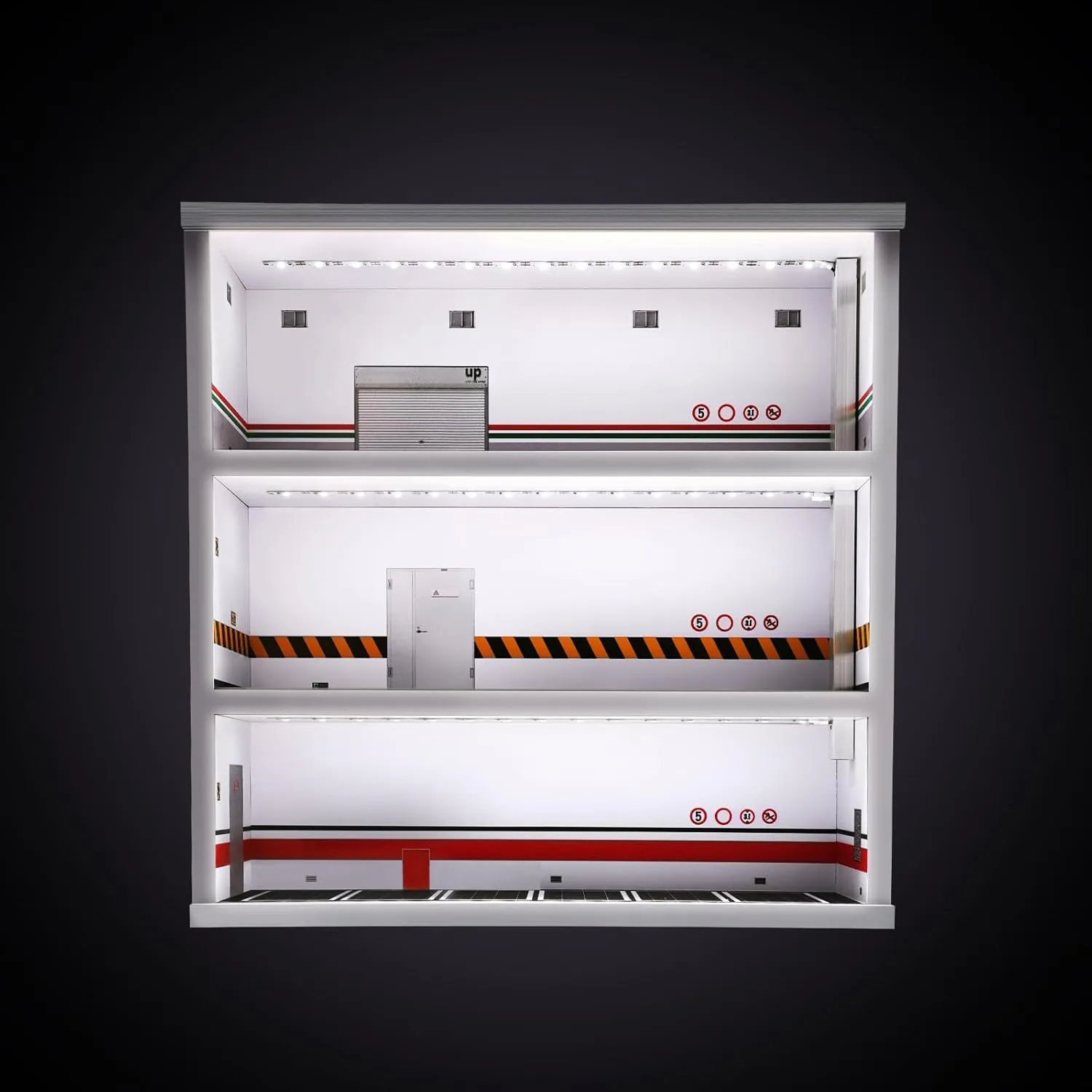 3-Layer Garage Collectible Display Case 1:64 Scale Mini Car Parking Space Scene Show Case with LED Lights for Mini Car,Toy Car, Model Car Storage, Decorative Gifts