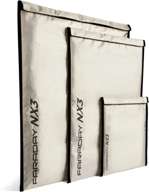 3 pc Medium Kit NX3 Triple Layer Cyber Fabric Faraday Bag Sleeves Pouch Signal Shielding, Anti-Hacking, Anti-Tracking, EMP Bag