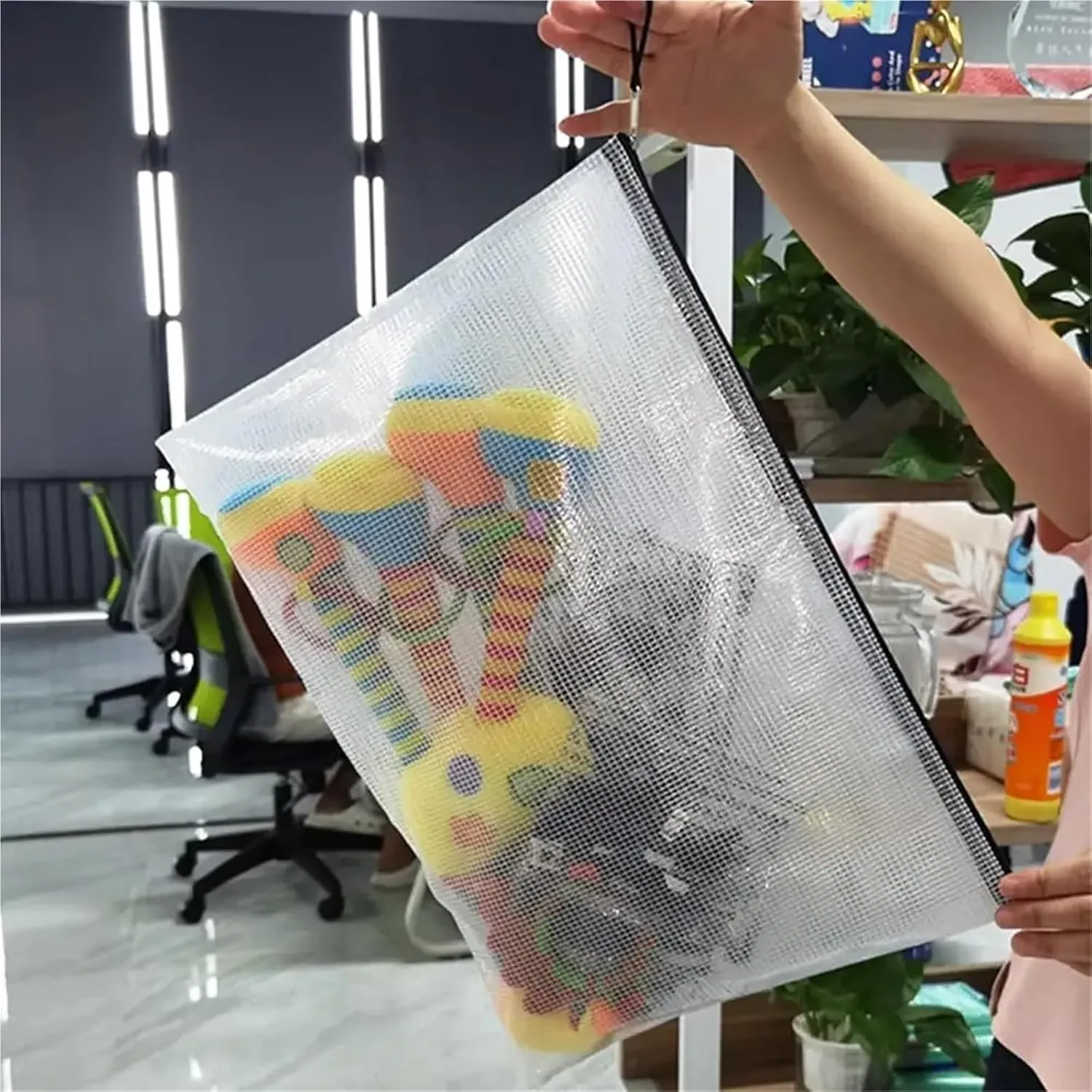 3/5PCS Stationery Storage Bag Folder File Mesh Zipper Pouch A3 A4 A5 A6 Document Bag Zip File Folders School Office Supplies Ideal for Storing Small Items for Everyday Use(A4)