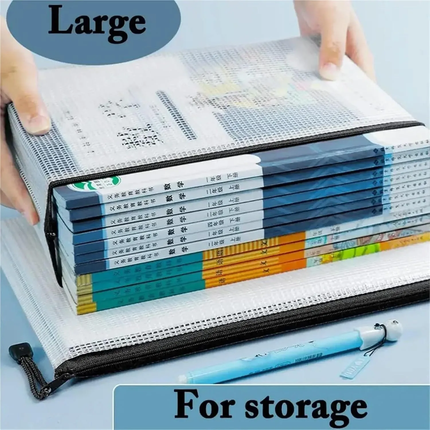 3/5PCS Stationery Storage Bag Folder File Mesh Zipper Pouch A3 A4 A5 A6 Document Bag Zip File Folders School Office Supplies Ideal for Storing Small Items for Everyday Use(A4)