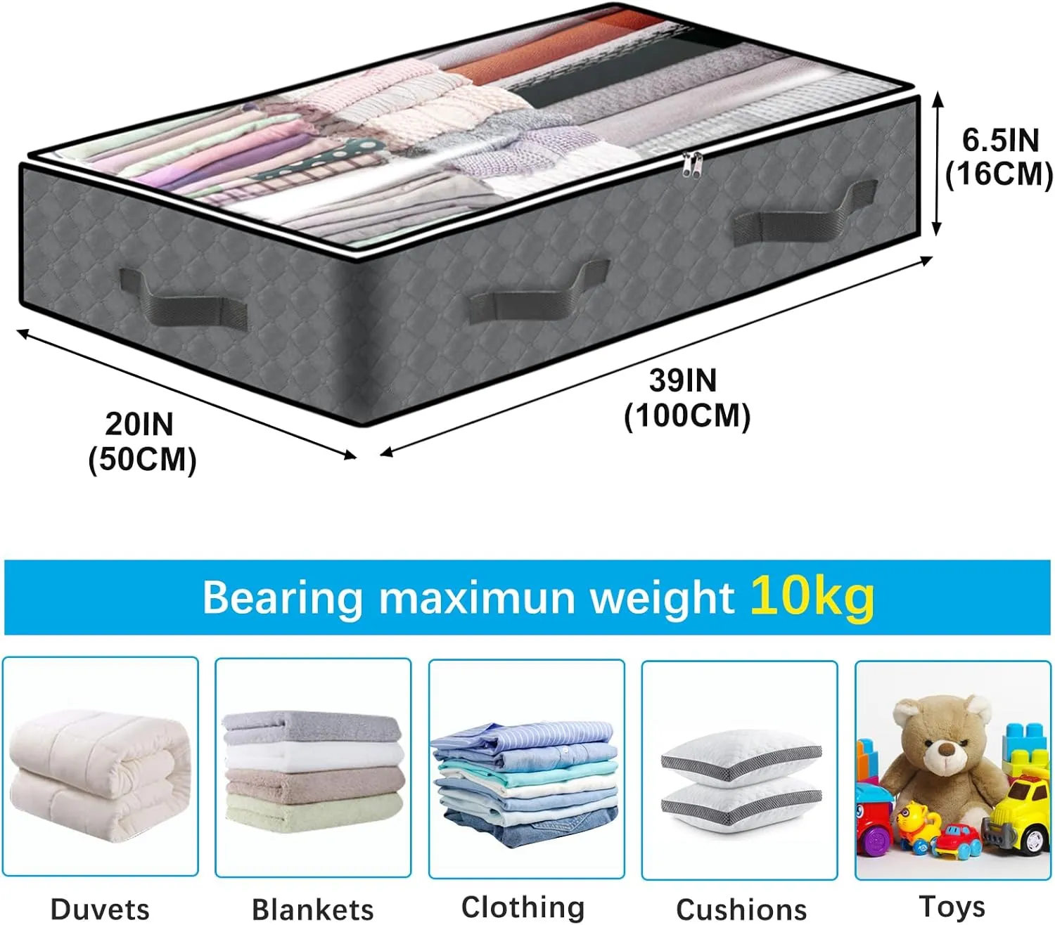 4 Pack Under Bed Storage, 90L Collapsible Closet Containers Organizers and Under Bed Storage Bins, Underbed Storage Bags for Wrapping Paper, Blanket, Towels, Clothes, Comforter, Sweaters, Linen Sheet