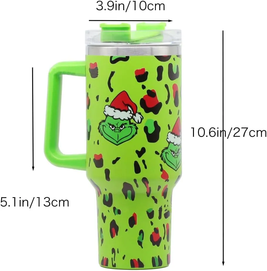 40 oz Christmas Tumbler with Handle and Straw, Stainless Steel Tumbler with Lid Straw, Car Sports Travel Christmas Gift 40oz Insulated Tumblers (Christmas 3)