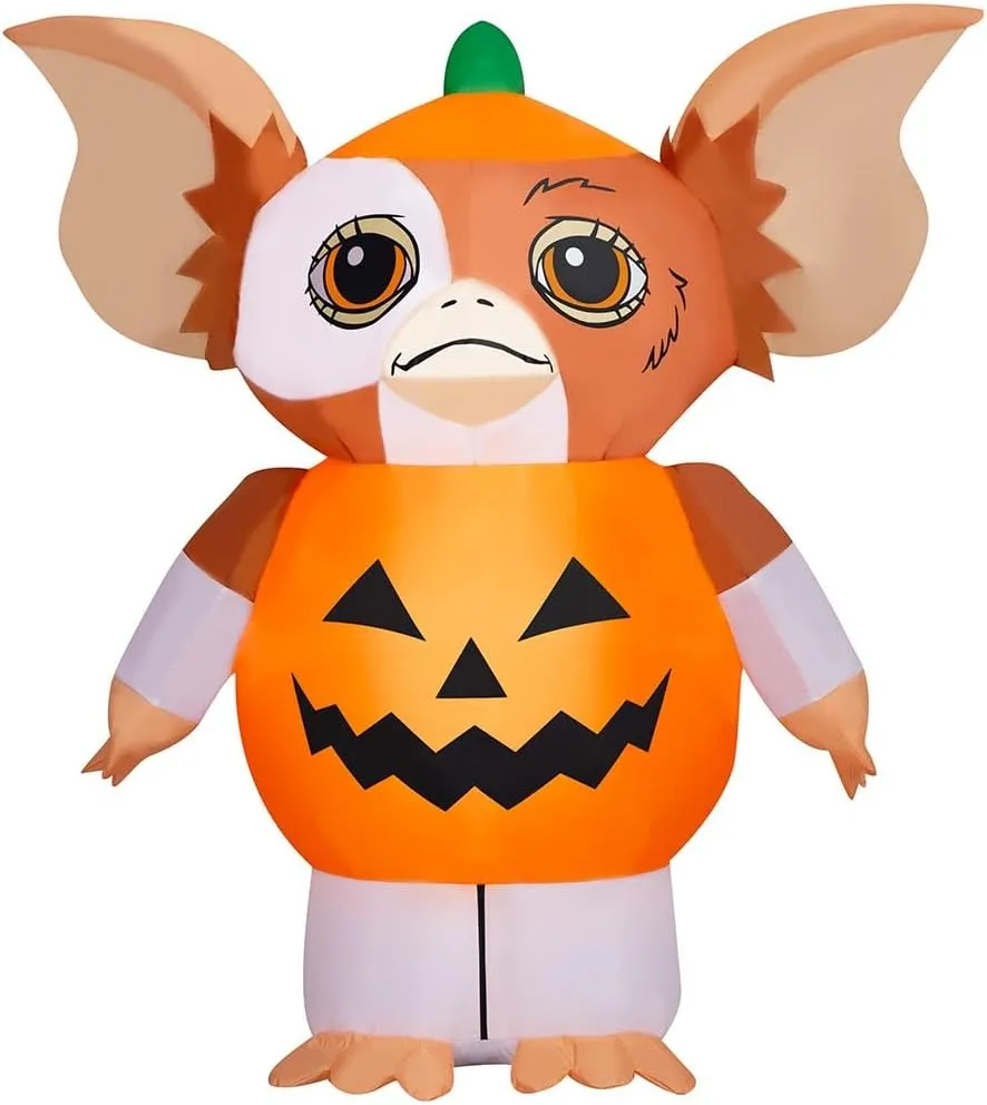4.5' Gemmy Airblown Inflatable Gremlins Halloween Gizmo in Pumpkin Costume Yard Decoration 550883