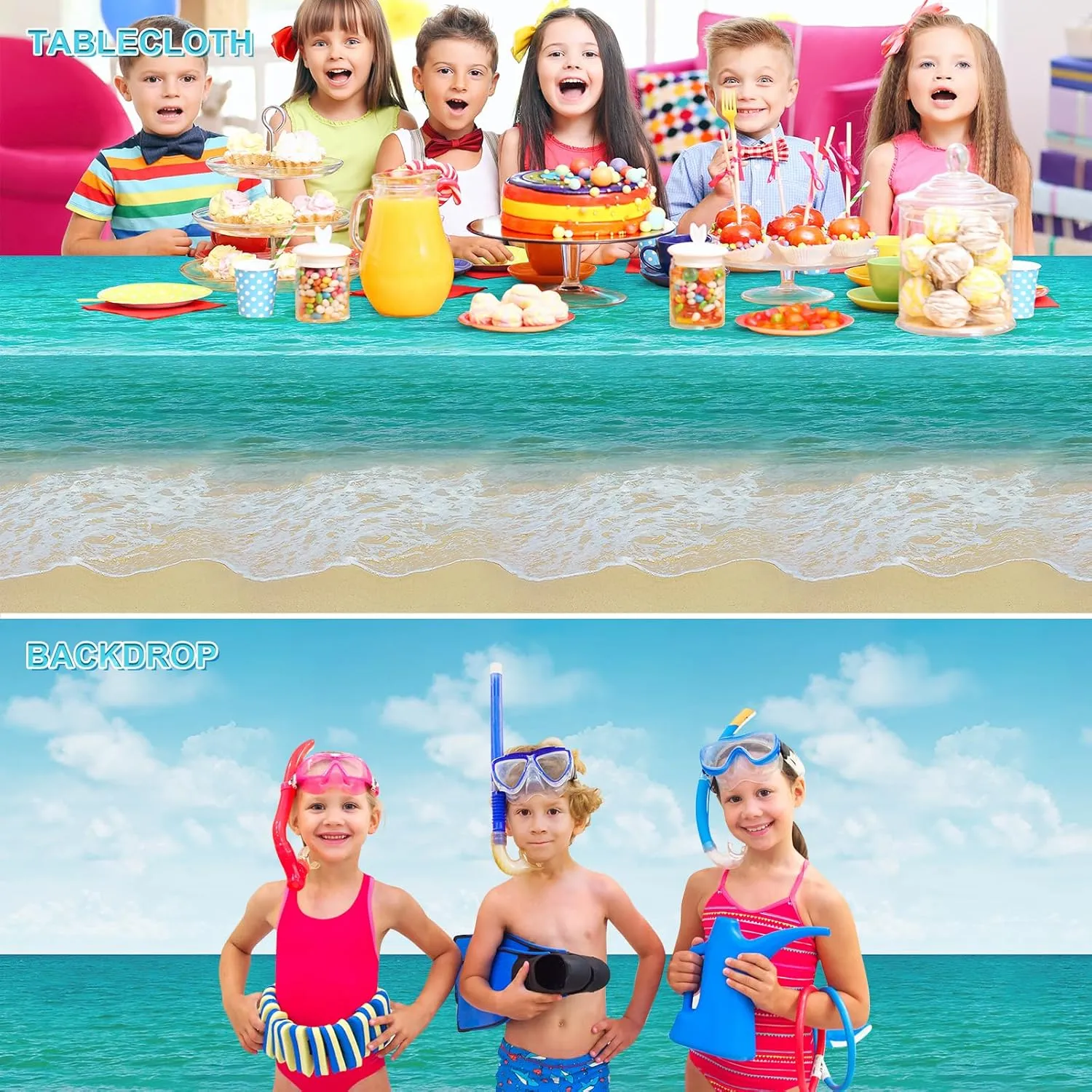 4.5x33 Ft Ocean and Beach Wall Backdrop Decorations,Roll of Plastic Seaside Photography Background,Natural Coastline Scenery Setters Wallpaper Summer Holiday Birthday Party Studio Photo Shoot Props