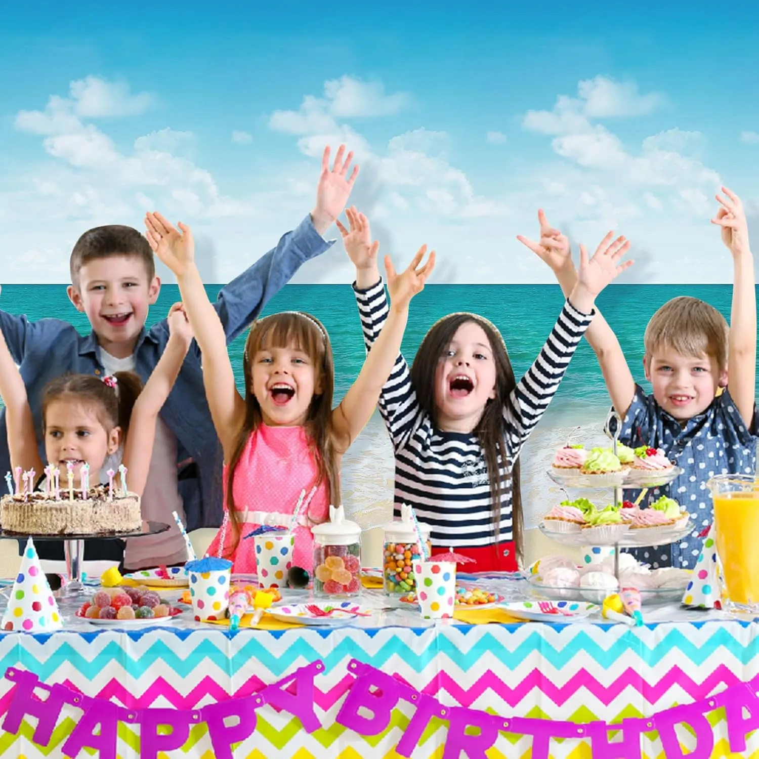 4.5x33 Ft Ocean and Beach Wall Backdrop Decorations,Roll of Plastic Seaside Photography Background,Natural Coastline Scenery Setters Wallpaper Summer Holiday Birthday Party Studio Photo Shoot Props