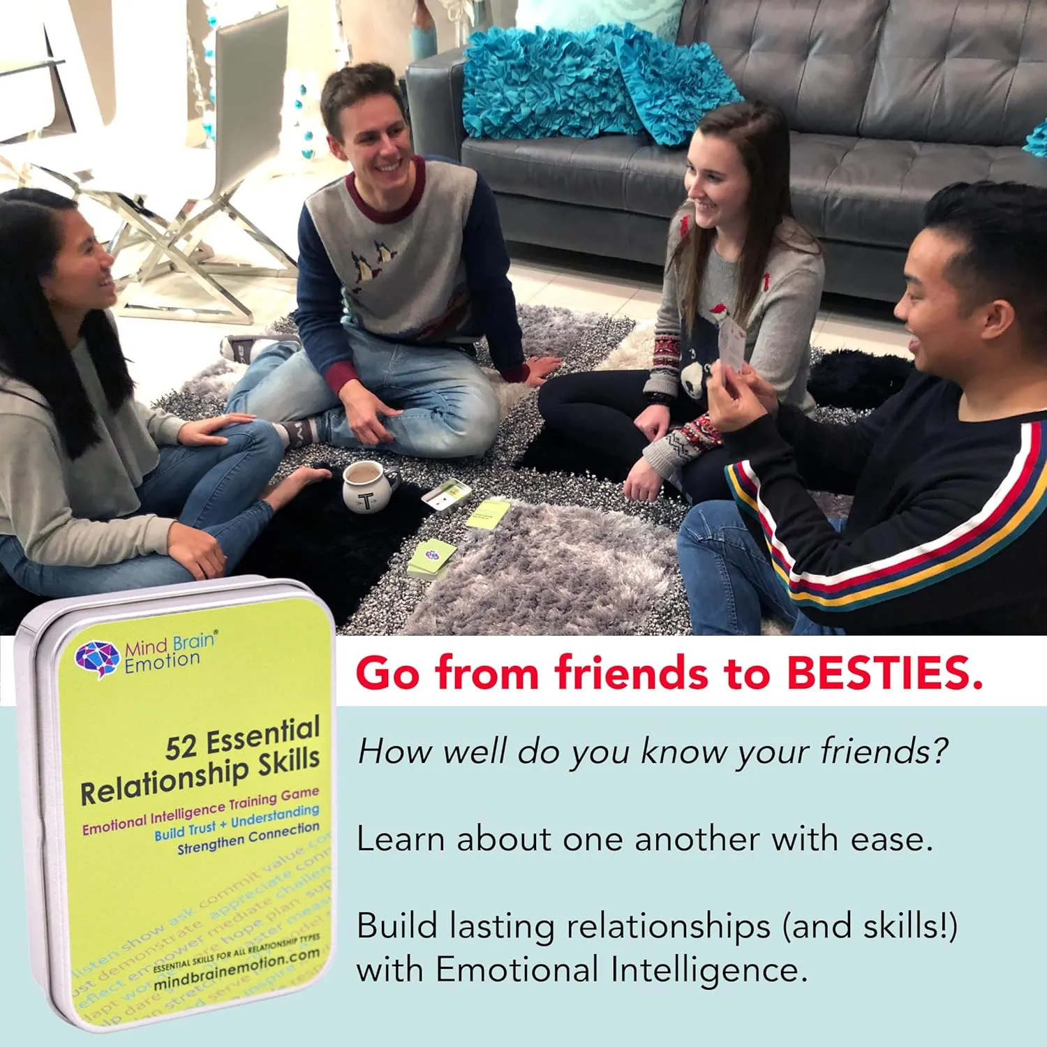 52 Essential Emotional Intelligence Training - Relationship Skills Card Game for Empathy, Trust Building Activities, Conversation Starters, Team Icebreaker Tools - by Harvard Researcher