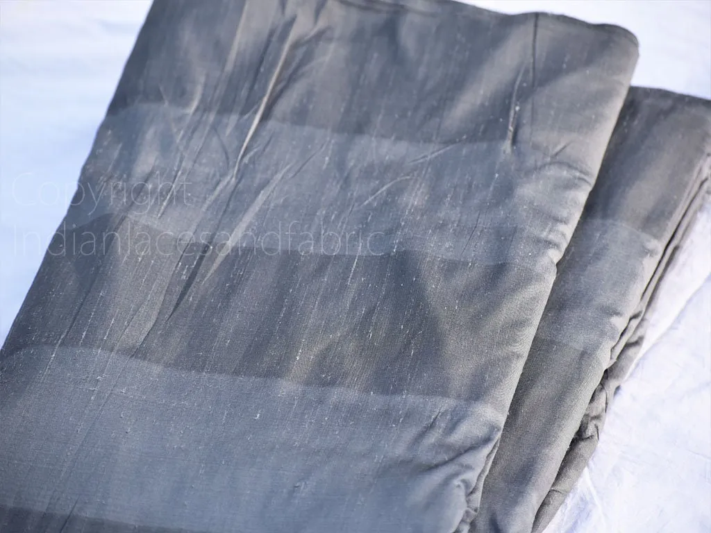54" Indian Grey Pure Silk Shantung Fabric Stripes Silk Curtains Drapery Cushion Home Decor Dresses Silk Fabric by the Yard Sewing Valance