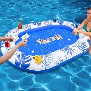 56IN Oversize Floating Card Table for Pool Poker,Drink Holders,Waterproof Playing Cards Included,Fastly Inflatable Food Tray for Party Games,Durable Thick Pool Tables for Hot Tub,Indoor or Outdoor