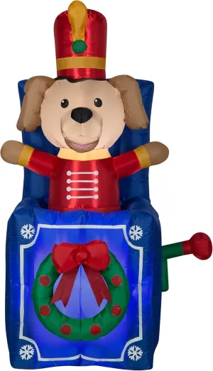 5FT Animated Dog Toy Soldier in A Box Christmas Inflatable by Gemmy