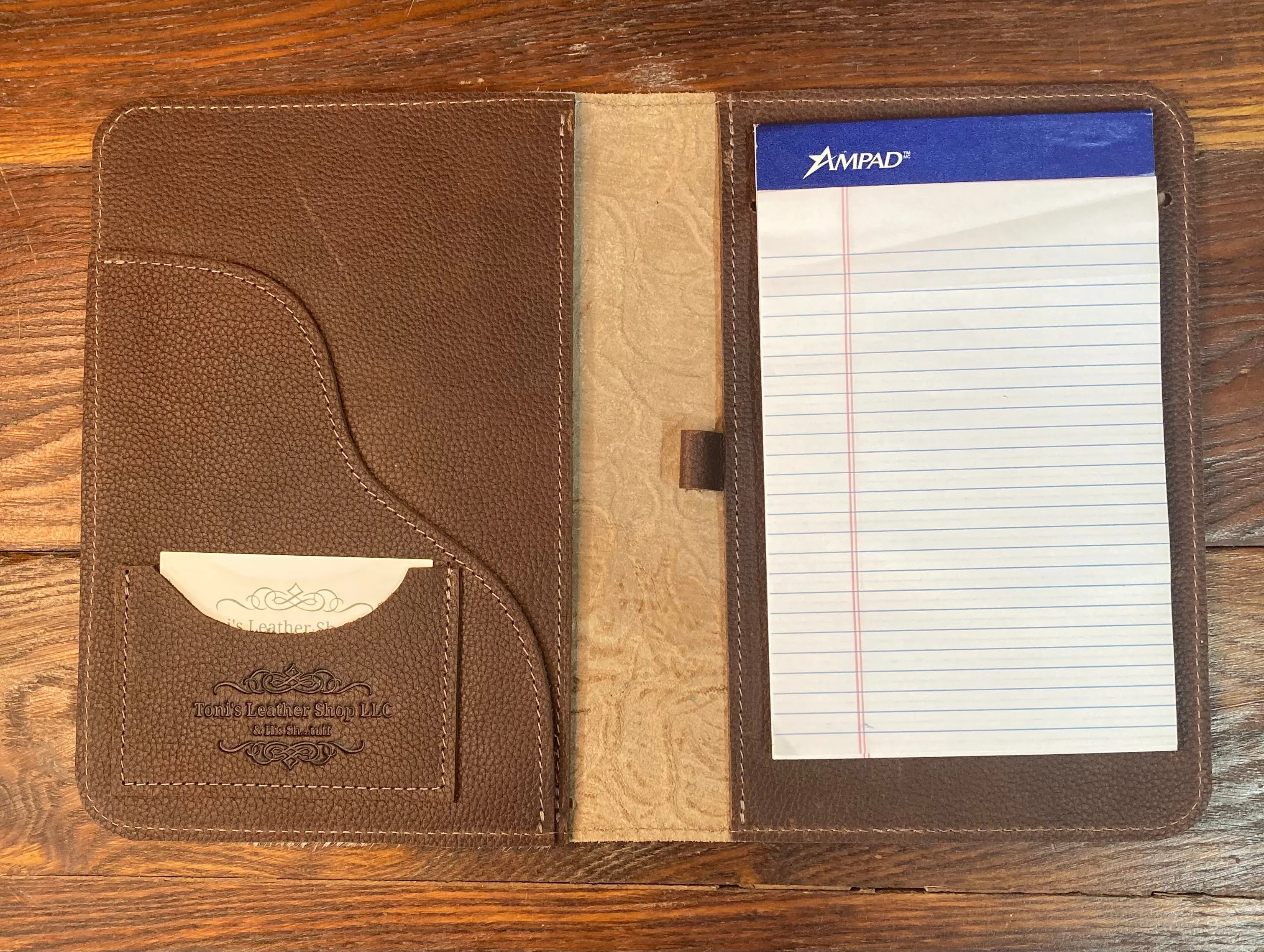 5" x 7" Tan Hair-on-Hide and Brown Rose Embossed Leather Notebook