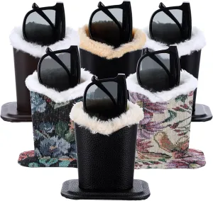 6 Pack Plush Lined Eyeglasses Holder Stand for Glasses Leather Reading Stand Case Protective Glasses Case