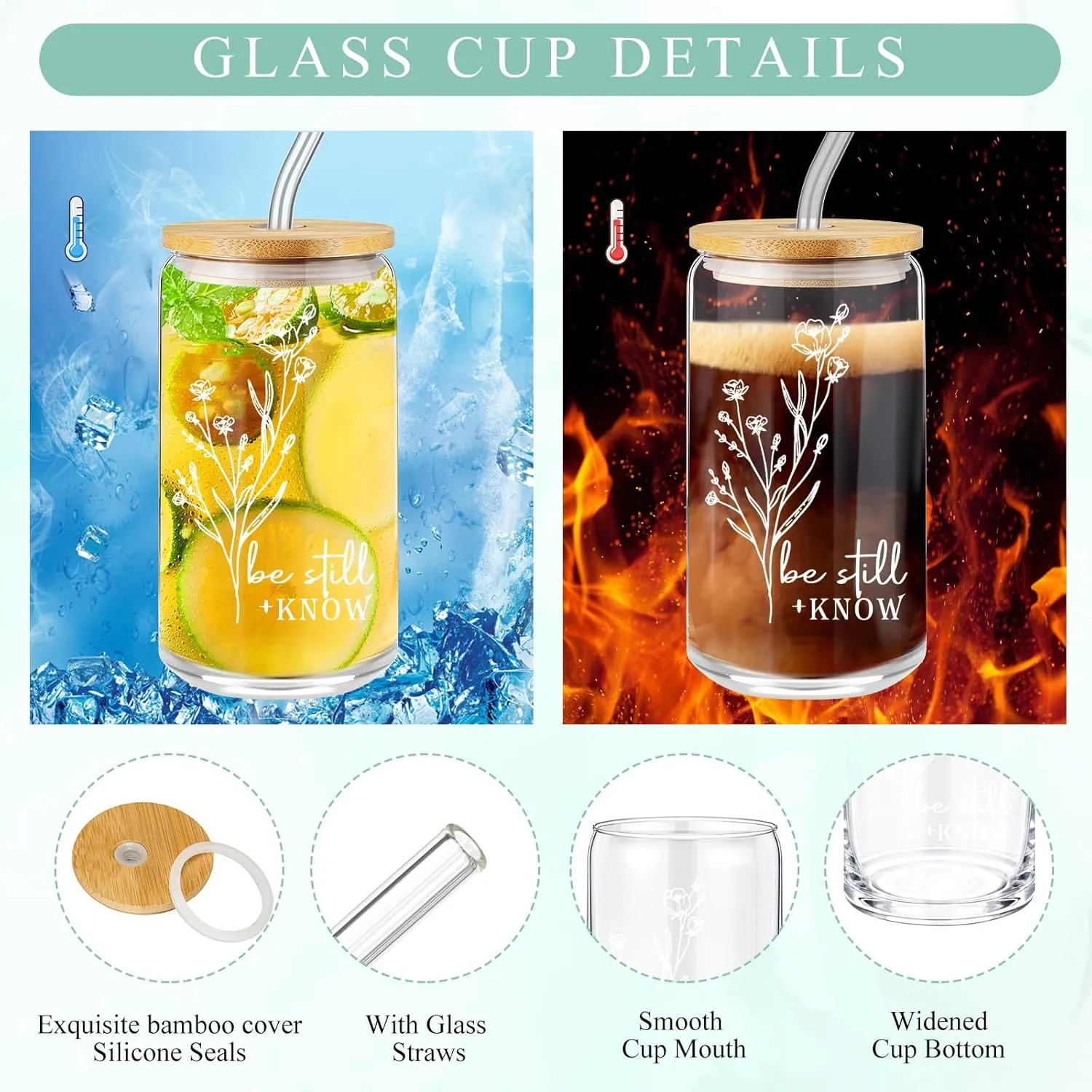 6 Pcs Christian Gift for Women Faith Be Still and Know 16 oz Tumbler Aesthetic Cup A6 Leather Religious Journal Ballpoint Pen Makeup Bag for Sunday School Godmother
