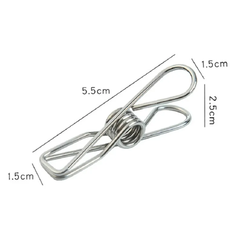 60X Stainless Steel Clothes Pegs Hanging Clips Pins Laundry Windproof Clamp
