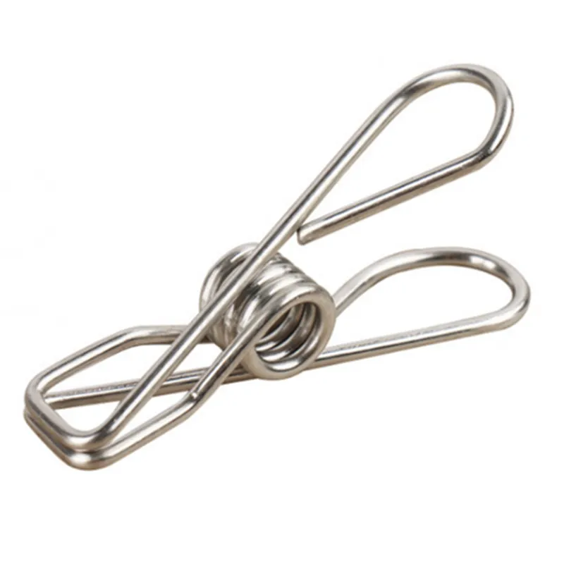 60X Stainless Steel Clothes Pegs Hanging Clips Pins Laundry Windproof Clamp