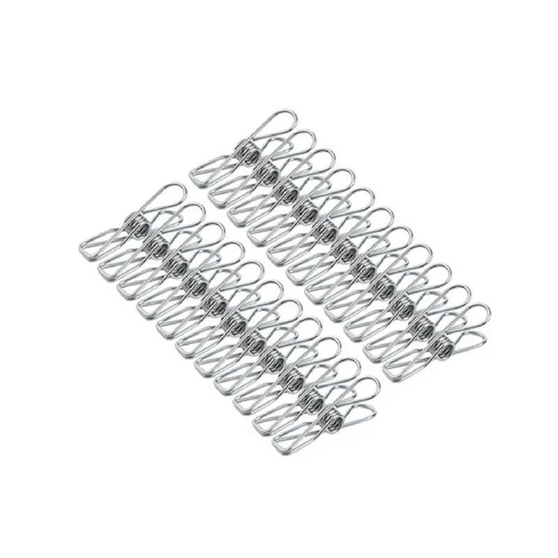 60X Stainless Steel Clothes Pegs Hanging Clips Pins Laundry Windproof Clamp