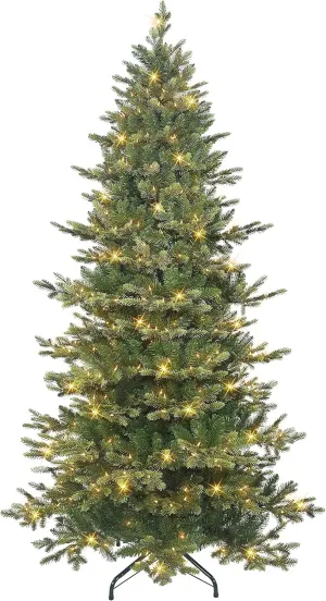 6.5 ft Pre-lit Slim Royal Majestic Douglas Fir Downswept Tree, 1862 PE/PVC Tips, 350 UL Clear Incandescent Lights