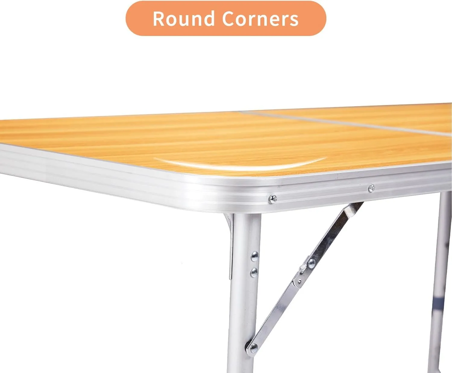 6Ft Outdoor Folding Table Sturdy Aluminum Camping Table w/Fiberboard Top, 3 Adjustable Height 71" L x 23.8" W Tabletop, Compact Foldable Design, Easy Clean Surface for Indoor/Outdoor Use, Load 88 LBS
