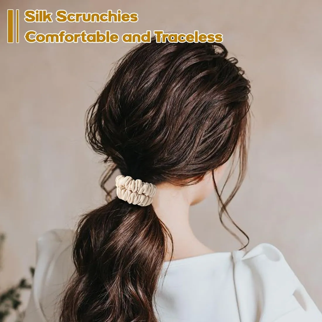 6PCS Silk Scrunchies for Women, 100% Mulberry Silk Hair Ties, Scrunchies for Women Girls, Elastic Ponytail Holders No Damage
