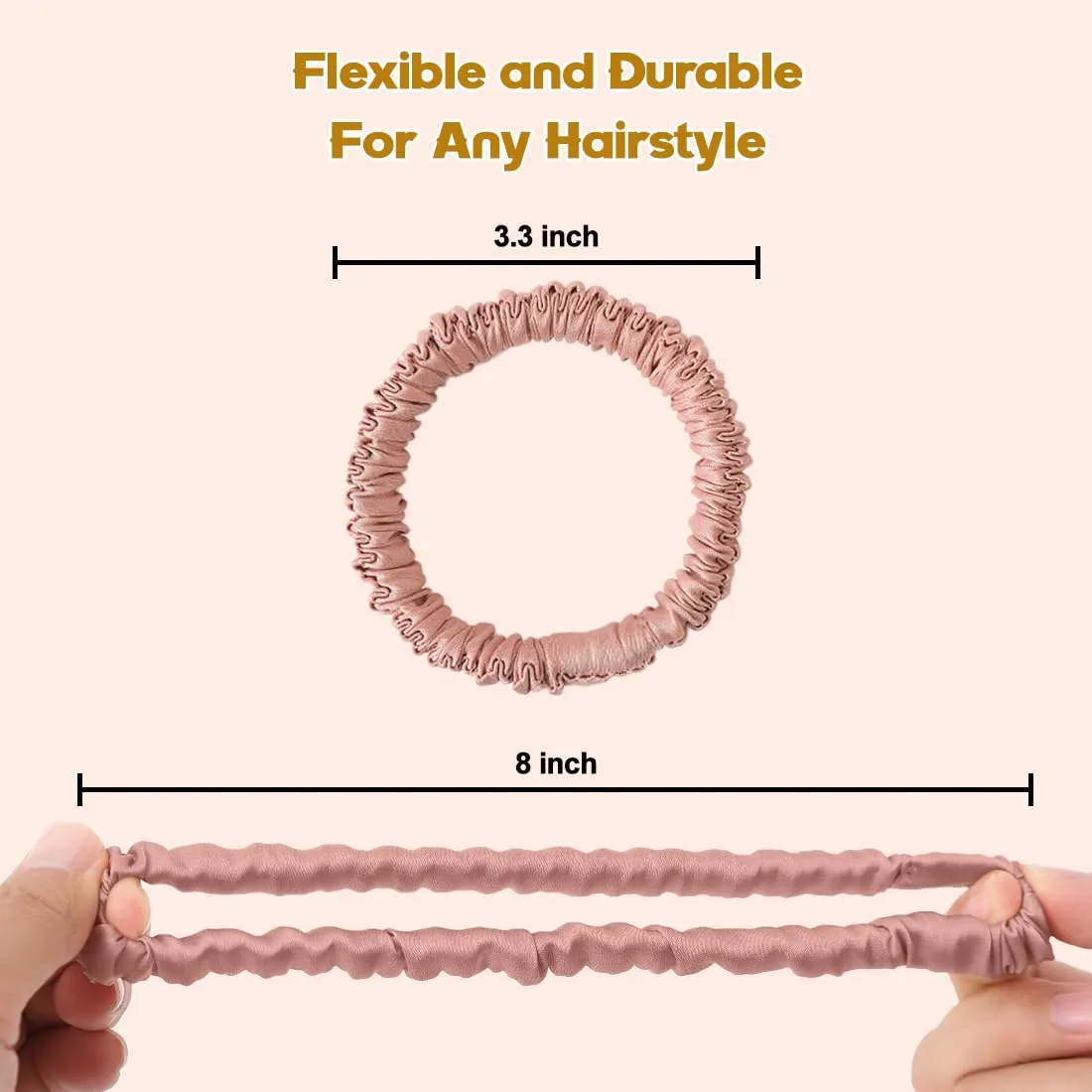 6PCS Silk Scrunchies for Women, 100% Mulberry Silk Hair Ties, Scrunchies for Women Girls, Elastic Ponytail Holders No Damage