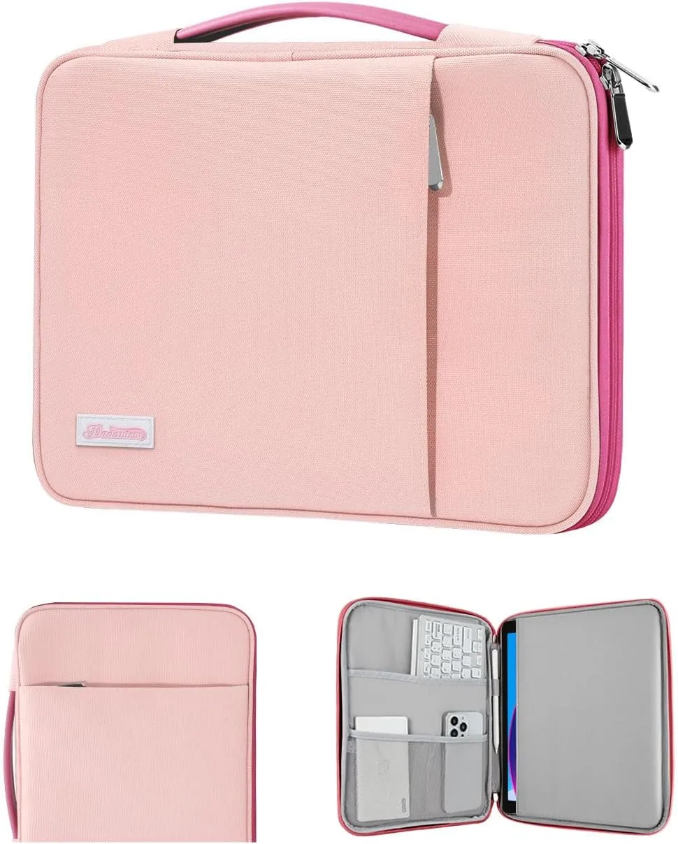 9-11" Tablet Sleeve Organizer Carrying Case with Handle for iPad 10th Gen 10.9", iPad 9/8/7th 10.2, iPad Air 11", iPad Pro 11", iPad Air5/4 10.9, Galaxy Tab A9  Plus 11", Rose Pink Pink