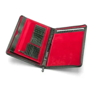 A4 Leather Notepad Folder - Green Croc-Effect