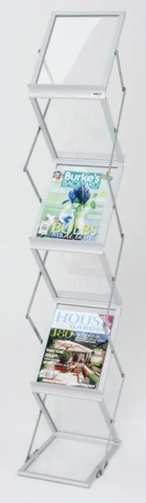 A4 Literature Display Stand 6 Trays - Alloy & Acrylic