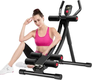 Ab Machine Women's Home Abdominal Exerciser 308lbs Abdominal Compressor Collapsible Abdominal Core Trainer 4-Speed Adjustable Strength Training Abdominal Workout Machine with LCD Display
