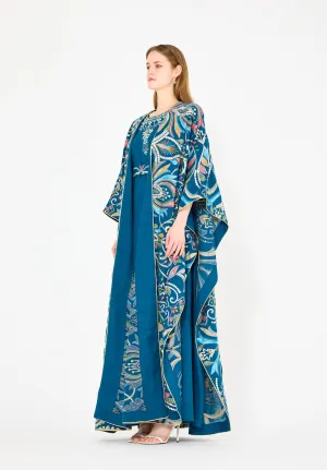 Abstract Multicolor Embroidered Bisht & Dress Set