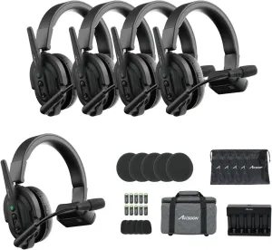 Accsoon CoMo Wireless Headset Intercom System, 1.9GHz Full-Duplex 5-User Team Communication Headset, 1312ft Range, ENC Noise Canceling, 10H Runtime & Replaceable Battery for Film Shooting, Live Events