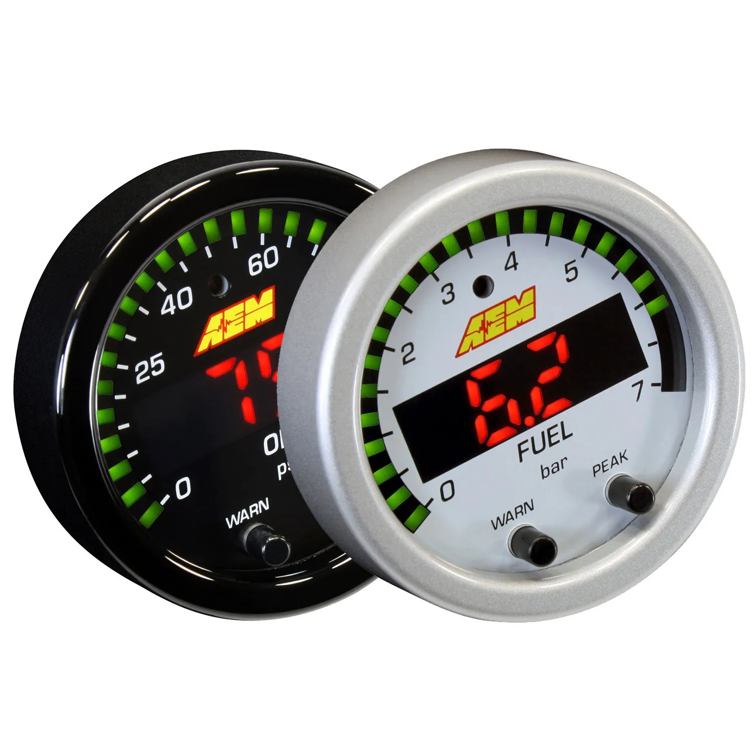 AEM 30-0301 52MM X-SERIES OIL/FUEL PRESSURE GAUGE 100PSI 7BAR W/ WHITE FACE KIT