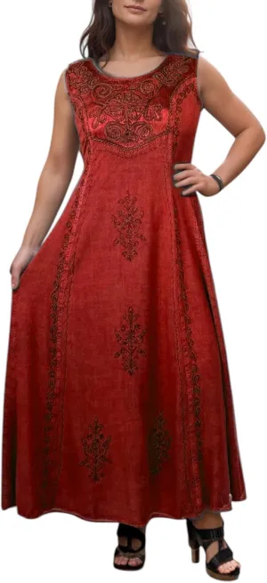 Agan Traders Women's 2025 Spring Sleeveless Maxi Dress for Women - Short Sleeve Embroidered Long Sun Dress Gown