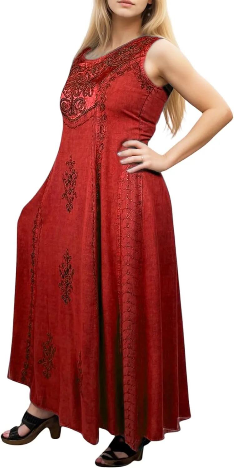 Agan Traders Women's 2025 Spring Sleeveless Maxi Dress for Women - Short Sleeve Embroidered Long Sun Dress Gown