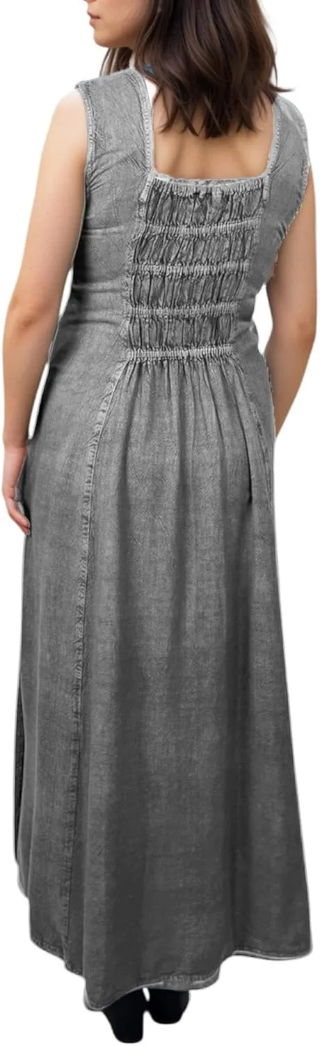Agan Traders Women's 2025 Spring Sleeveless Maxi Dress for Women - Short Sleeve Embroidered Long Sun Dress Gown