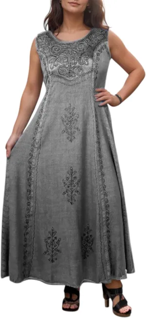 Agan Traders Women's 2025 Spring Sleeveless Maxi Dress for Women - Short Sleeve Embroidered Long Sun Dress Gown
