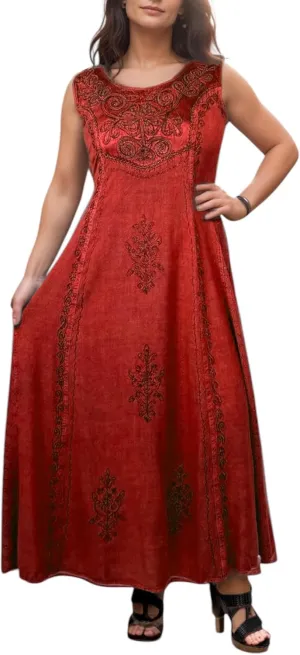 Agan Traders Women's 2025 Spring Sleeveless Maxi Dress for Women - Short Sleeve Embroidered Long Sun Dress Gown