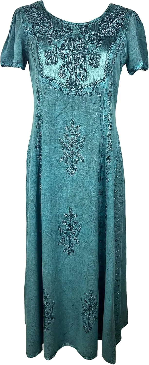 Agan Traders Women's 2025 Spring Sleeveless Maxi Dress for Women - Short Sleeve Embroidered Long Sun Dress Gown
