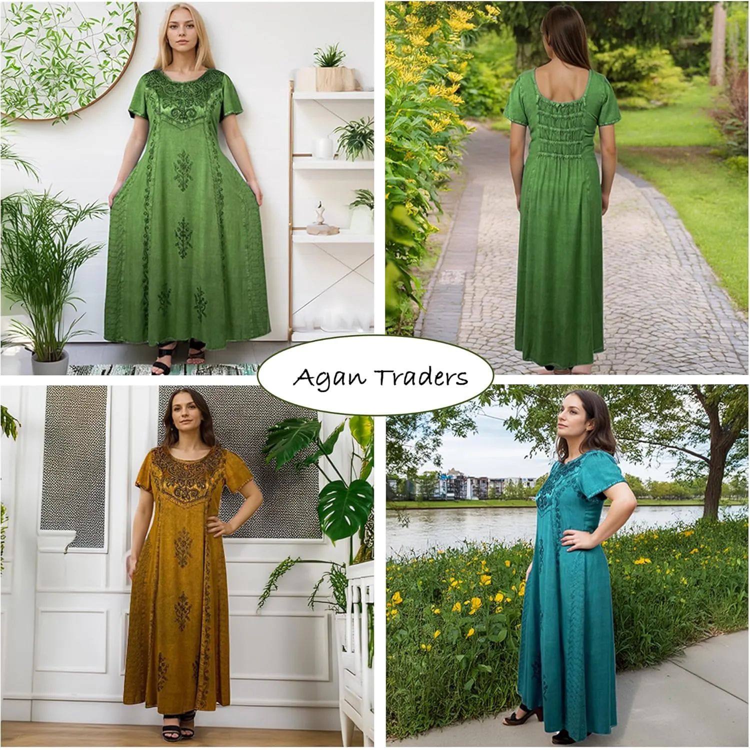 Agan Traders Women's 2025 Spring Sleeveless Maxi Dress for Women - Short Sleeve Embroidered Long Sun Dress Gown