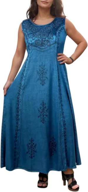 Agan Traders Women's 2025 Spring Sleeveless Maxi Dress for Women - Short Sleeve Embroidered Long Sun Dress Gown