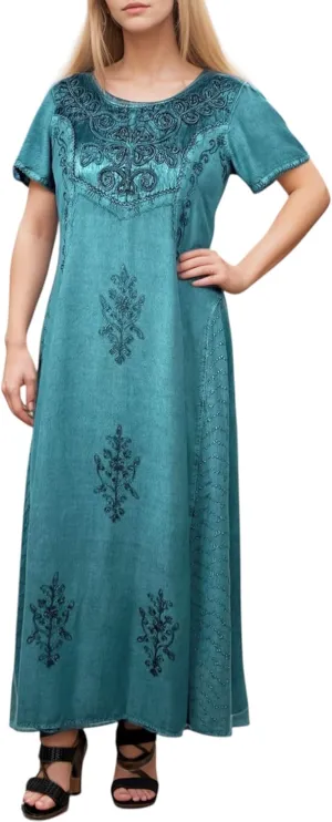 Agan Traders Women's 2025 Spring Sleeveless Maxi Dress for Women - Short Sleeve Embroidered Long Sun Dress Gown