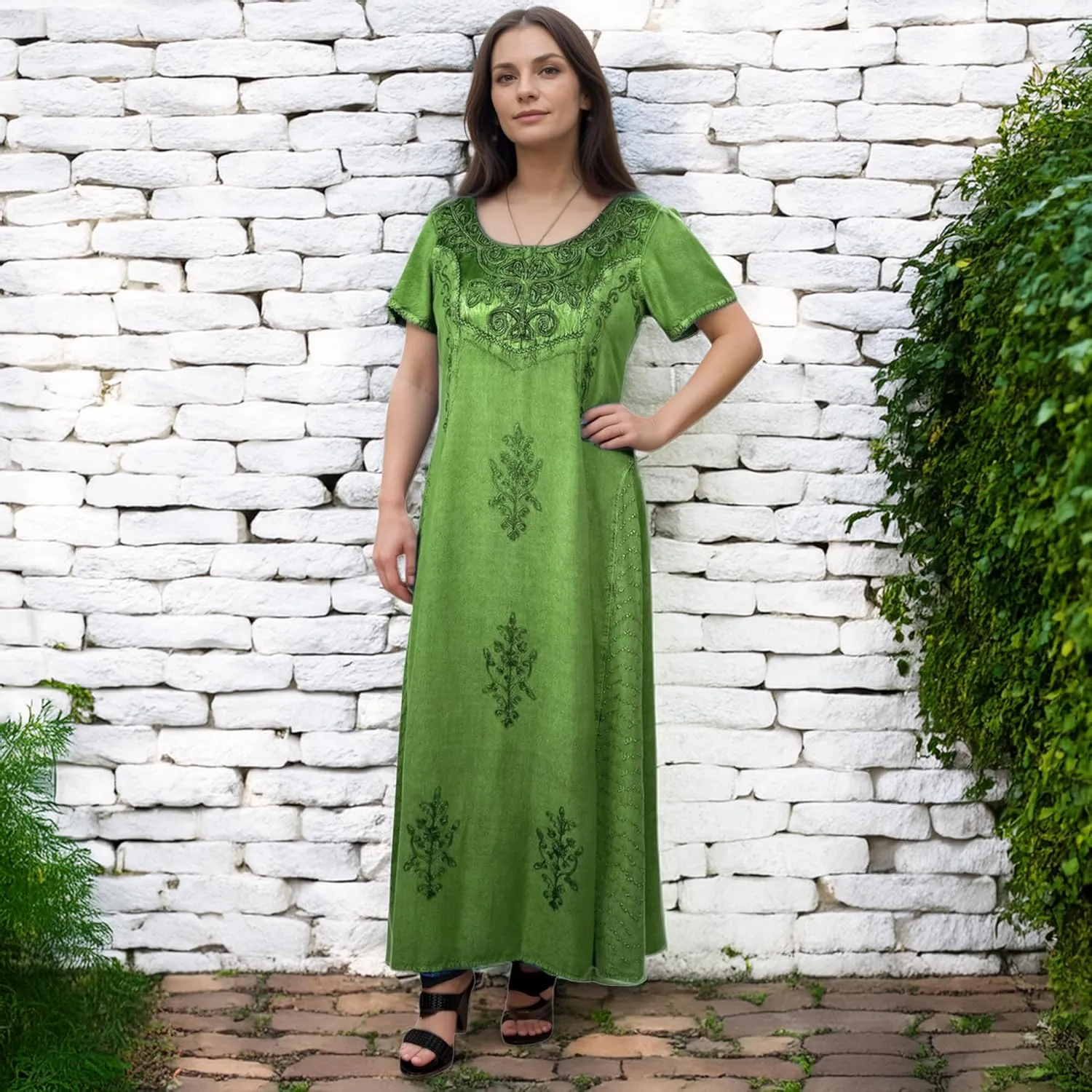 Agan Traders Women's 2025 Spring Sleeveless Maxi Dress for Women - Short Sleeve Embroidered Long Sun Dress Gown
